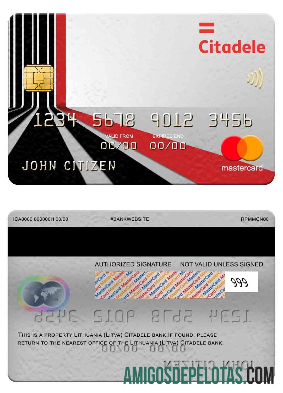 Lithuania (Litva) Citadele Bank Mastercard download for verification